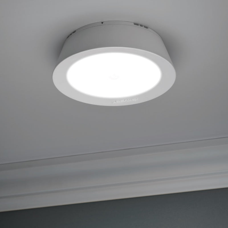 Mr. Beams 1.93 in. H X 6.3 in. W X 6.3 in. L White Ceiling Light w/Motion Sensor