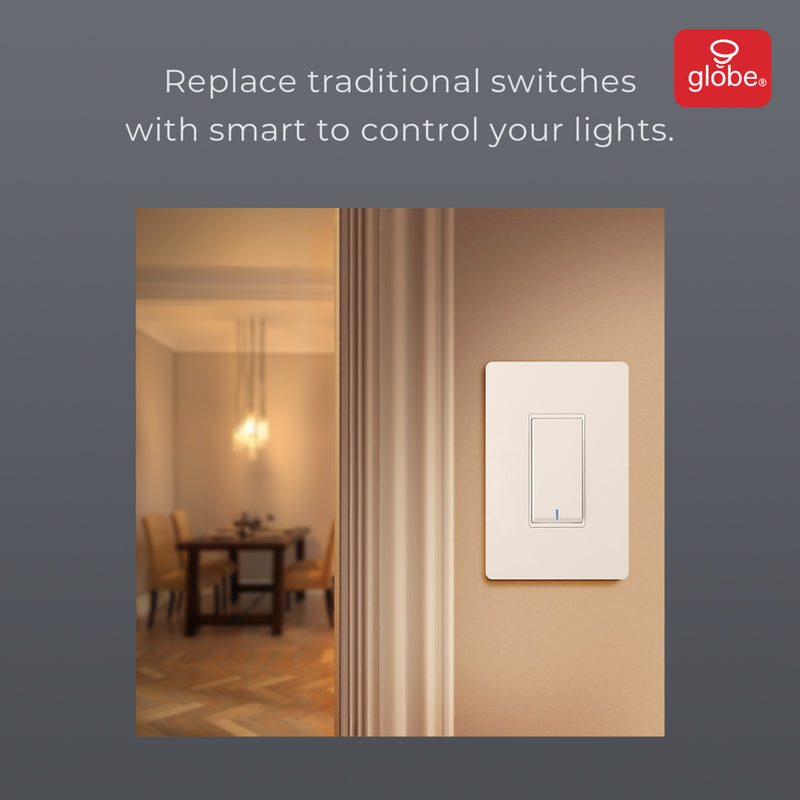 Globe Electric 15 amps WiFi Smart Wireless Light Switch White 1 pk