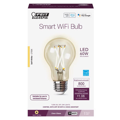 Feit Electric A19 E26 (Medium) LED Smart Bulb Soft White 60 Watt Equivalence 1 pk