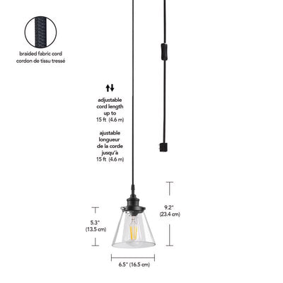 Globe Electric Jackson Matte Black 1 lights Pendant Light