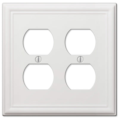 Amerelle Chelsea White 2 gang Stamped Steel Duplex Outlet Wall Plate 1 pk