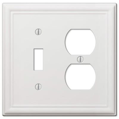 Amerelle Chelsea White 2 gang Stamped Steel Duplex/Toggle Wall Plate 1 pk