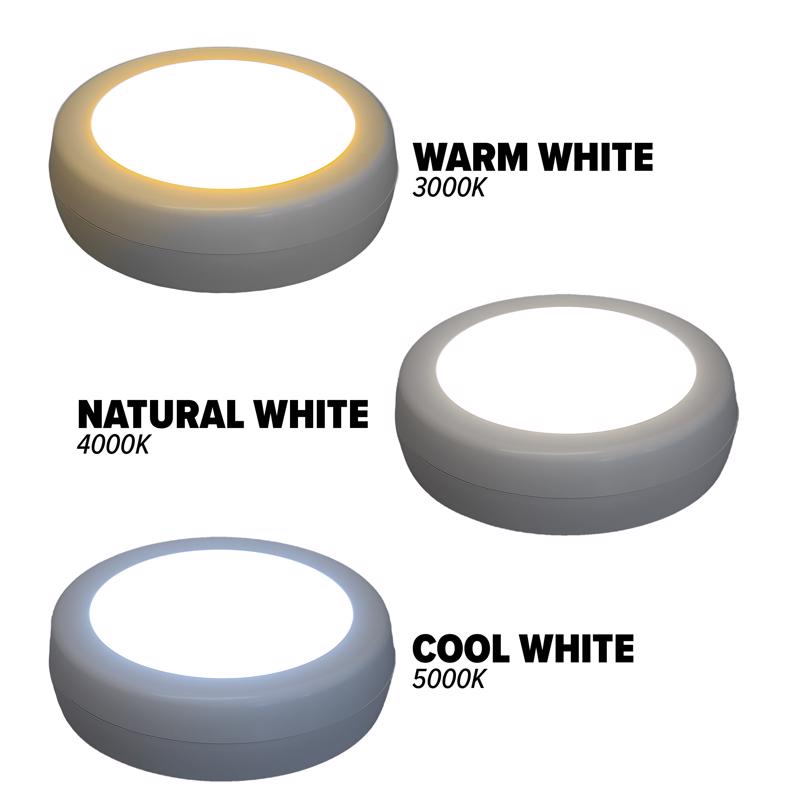 Amertac White Battery Powered LED Puck Light 1 pk