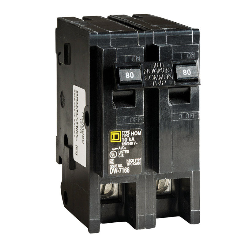 Square D HomeLine 80 amps Plug In 2-Pole Circuit Breaker