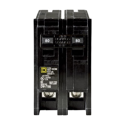 Square D HomeLine 80 amps Plug In 2-Pole Circuit Breaker