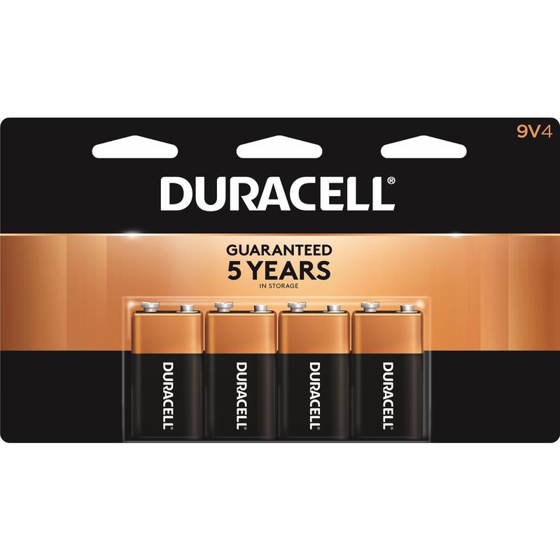 Duracell Coppertop 9-Volt Alkaline Batteries 4 pk Carded