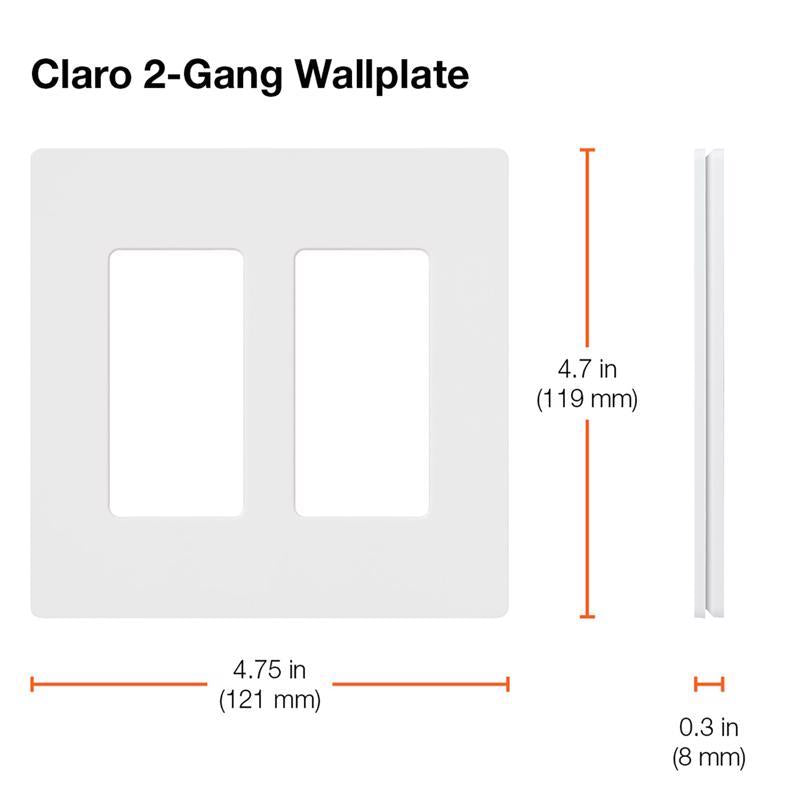 Lutron Claro White 2 gang Plastic GFCI/Rocker Wall Plate 1 pk