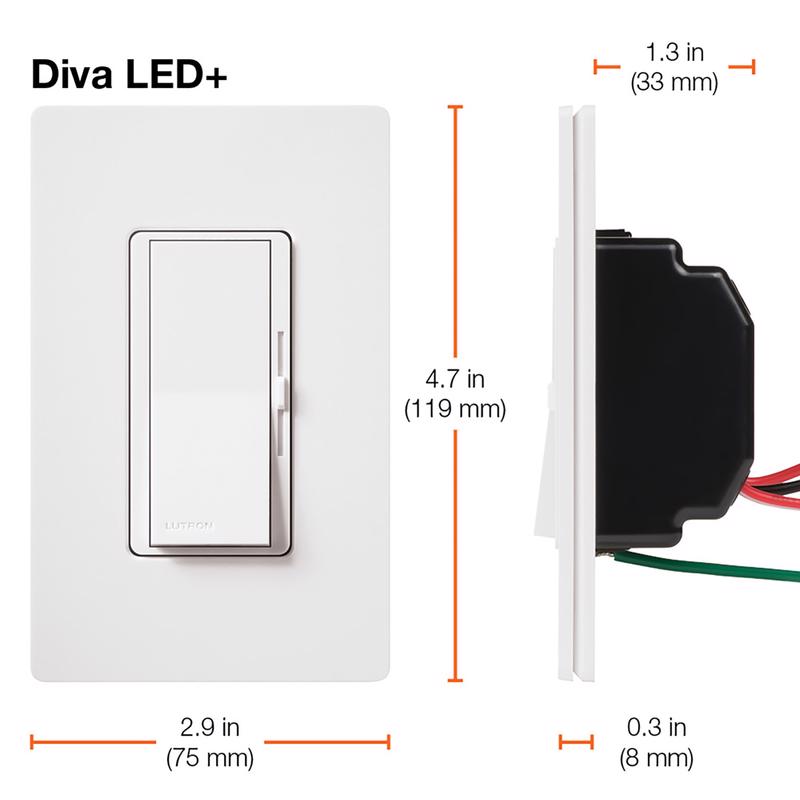 Lutron Diva Ivory 150 W 3-Way Dimmer Switch 1 pk