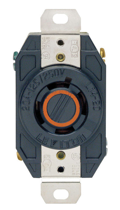 Leviton V-0-MAX 20 amps 125/250 V Single Black Locking Receptacle L14-20R 1 pk