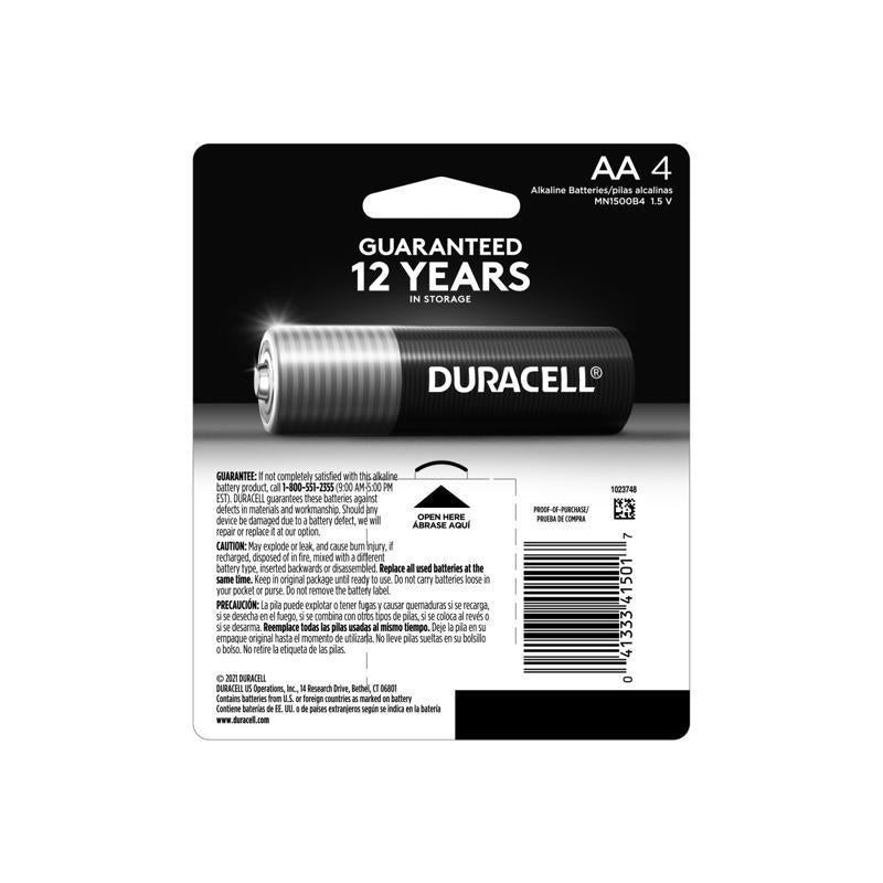 Duracell Coppertop AA Alkaline Batteries 4 pk Carded