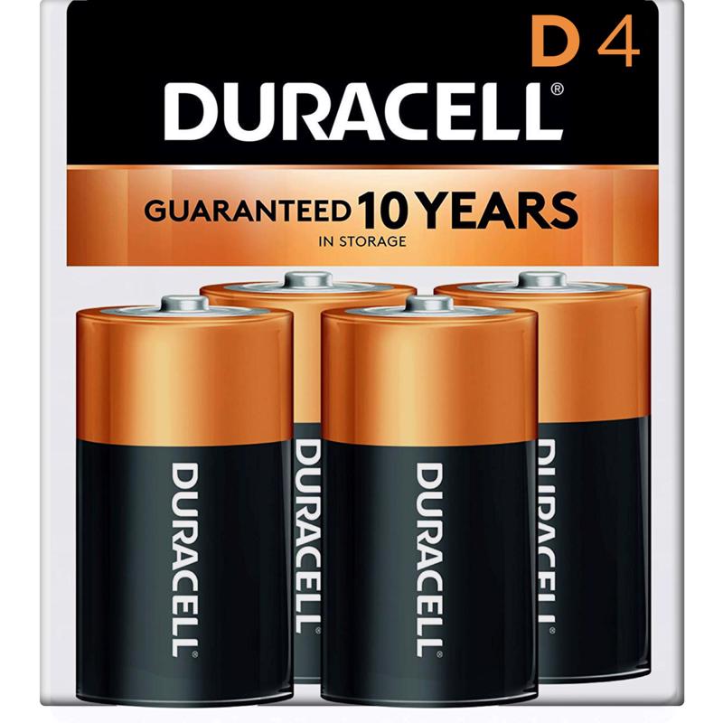 Duracell Coppertop D Alkaline Batteries 4 pk Carded