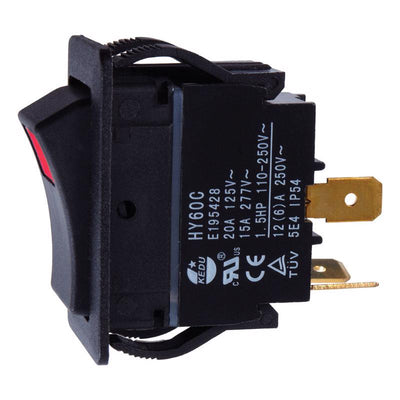 Jandorf 20 amps Single Pole Rocker Power Tool Switch Black 1 pk