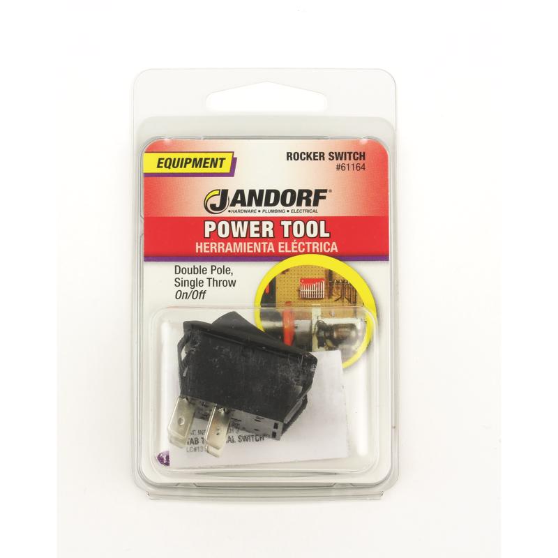 Jandorf 20 amps Double Pole Rocker Power Tool Switch Black 1 pk