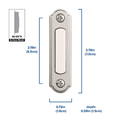 Heath Zenith Satin Nickel Silver Metal Wired Pushbutton Doorbell