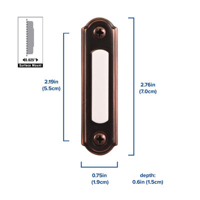 Heath Zenith Oil Rubbed Bronze Brown Metal Wired Pushbutton Doorbell