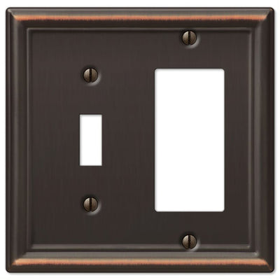 Amerelle Chelsea Aged Bronze Bronze 2 gang Stamped Steel Rocker/Toggle Wall Plate 1 pk