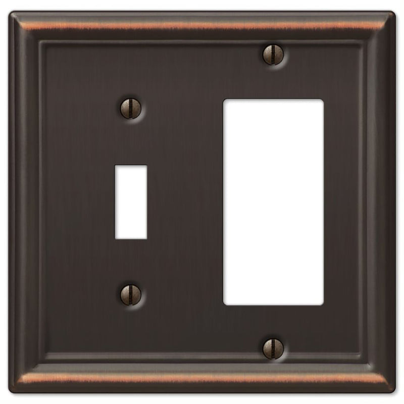 Amerelle Chelsea Aged Bronze Bronze 2 gang Stamped Steel Rocker/Toggle Wall Plate 1 pk