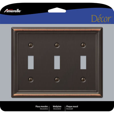 Amerelle Chelsea Aged Bronze Bronze 3 gang Stamped Steel Toggle Wall Plate 1 pk