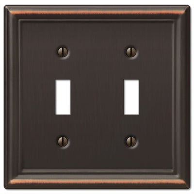 Amerelle Chelsea Aged Bronze Bronze 2 gang Stamped Steel Toggle Wall Plate 1 pk