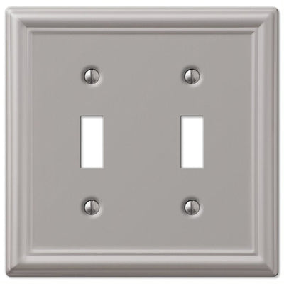 Amerelle Chelsea Brushed Nickel Gray 2 gang Stamped Steel Toggle Wall Plate 1 pk