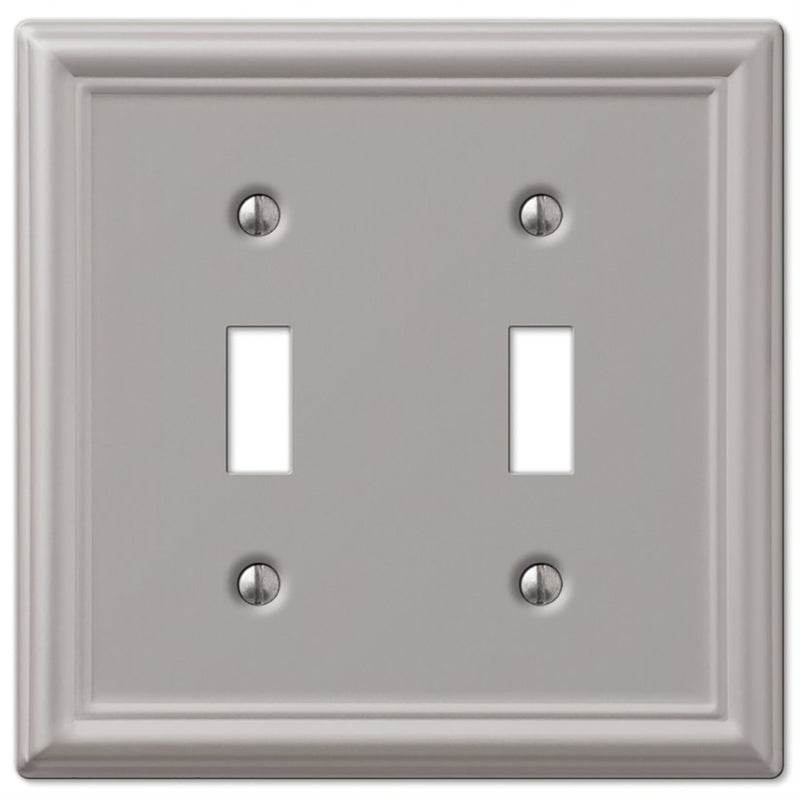 Amerelle Chelsea Brushed Nickel Gray 2 gang Stamped Steel Toggle Wall Plate 1 pk
