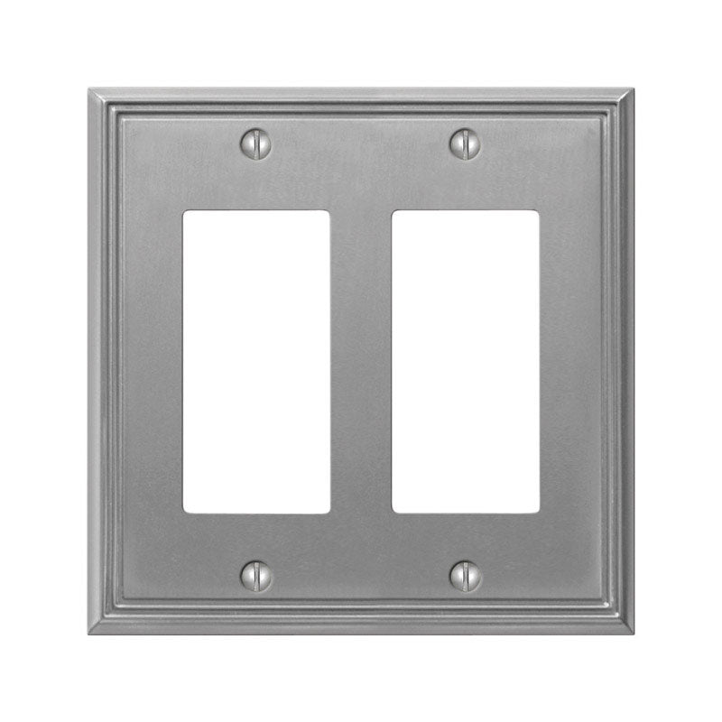 Amerelle Metro Brushed Nickel Gray 2 gang Die-Cast Metal Rocker Wall Plate 1 pk