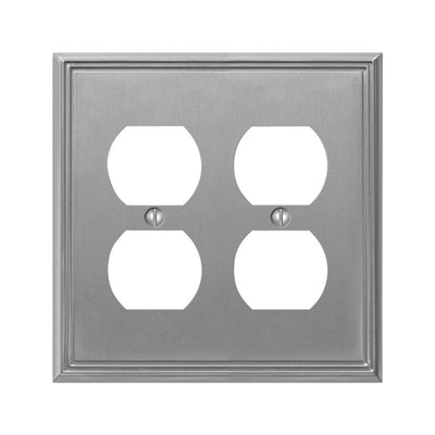 Amerelle Metro Brushed Nickel Gray 2 gang Die-Cast Metal Duplex Outlet Wall Plate 1 pk