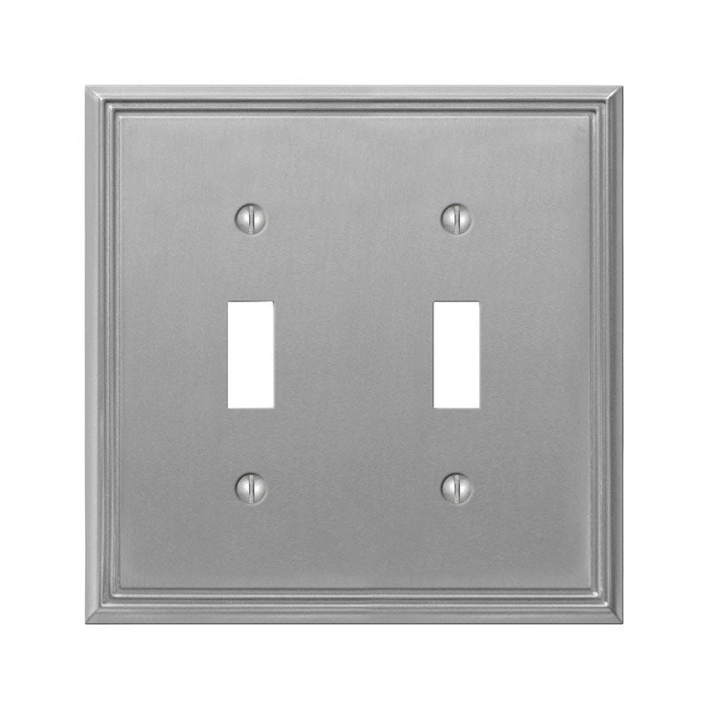 Amerelle Metro Brushed Nickel Gray 2 gang Die-Cast Metal Toggle Wall Plate 1 pk