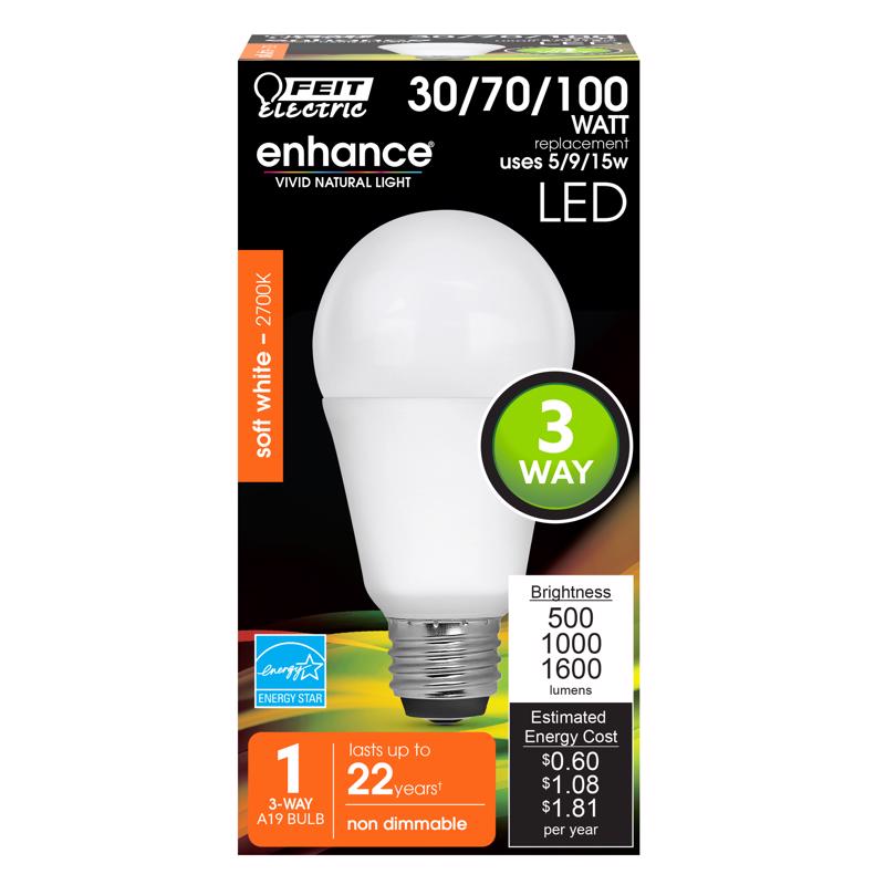 Feit Electric A21 E26 (Medium) LED Bulb Soft White 30/70/100 Watt Equivalence 1 pk