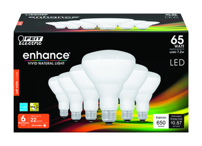 Feit Electric Enhance BR30 E26 (Medium) LED Bulb Soft White 65 watt Watt Equivalence 6 pk