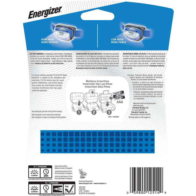 Energizer Vision 200 lm Blue LED Headlight AAA Battery