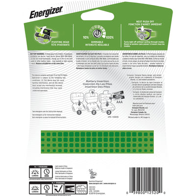 Energizer Vision HD + 250 lm Green LED Headlight AAA Battery