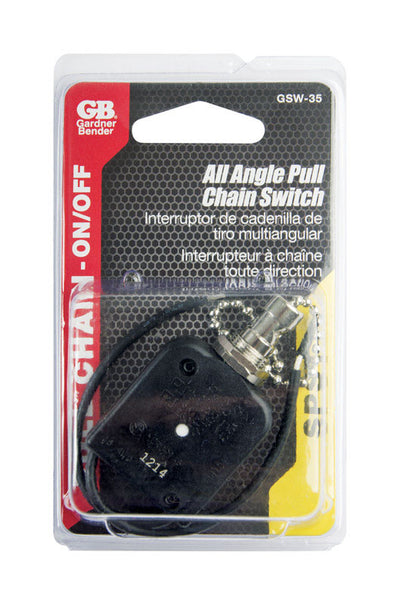 Gardner Bender 6 amps Pull Chain Switch Black/Silver 1 pk