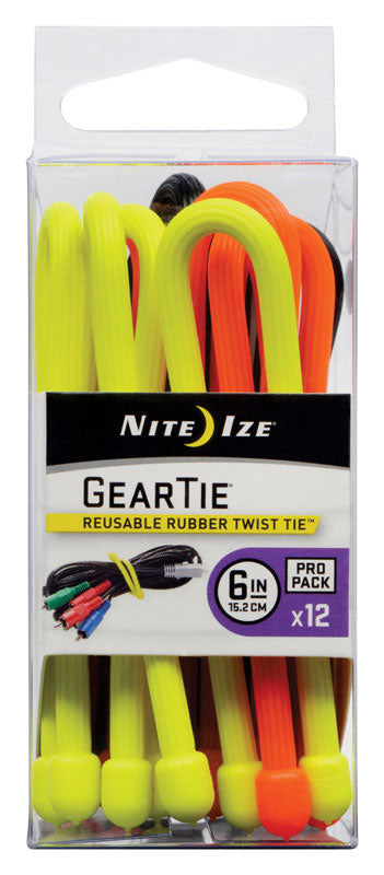 Nite Ize Gear Tie 6 in. L Assorted Twist Ties 12 pk