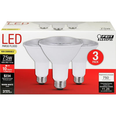 Feit Electric PAR30 E26 (Medium) LED Bulb Warm White 75 Watt Equivalence 3 pk