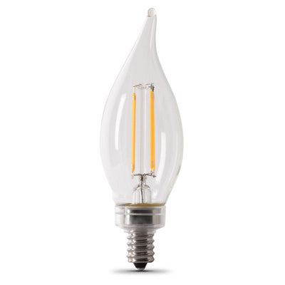 Feit Electric Flame Tip E12 (Candelabra) LED Bulb Soft White 60 Watt Equivalence 2 pk