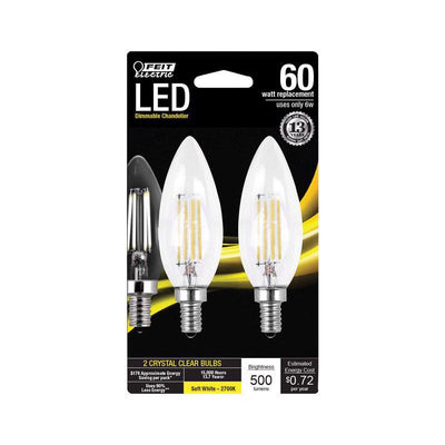 Feit Electric B10 E12 (Candelabra) LED Bulb Soft White 60 Watt Equivalence 2 pk (cancelled)