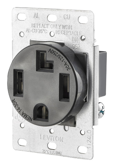 Leviton 30 amps 125/250 V Duplex Black Outlet 14-30R 1 pk