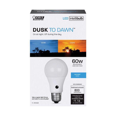 Feit Electric Intellibulb A19 E26 (Medium) LED Dusk to Dawn Bulb Daylight 60 Watt Equivalence 1 pk