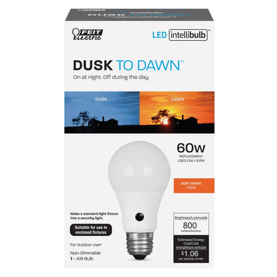 Feit Electric Intellibulb A19 E26 (Medium) LED Dusk to Dawn Bulb Natural Light 60 Watt Equivalence 1