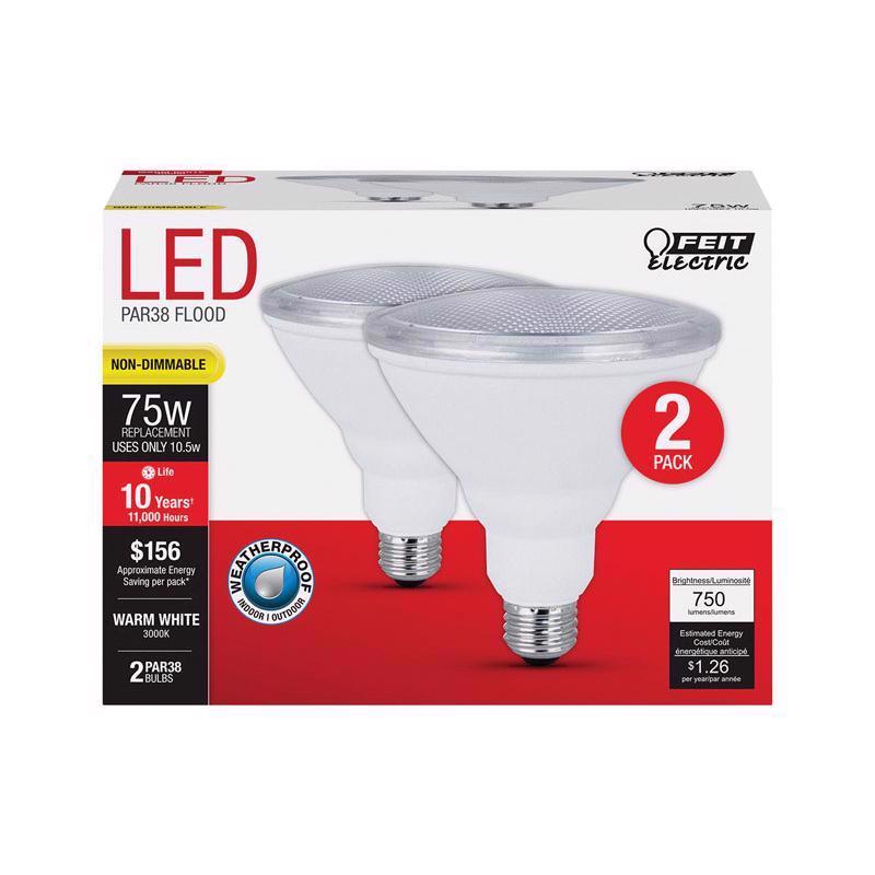 Feit Electric PAR38 E26 (Medium) LED Bulb Warm White 75 Watt Equivalence 2 pk