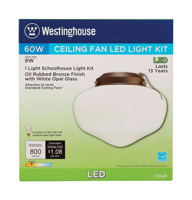 Westinghouse Oil Rubbed Bronze White Schoolhouse Ceiling Fan Light Kit