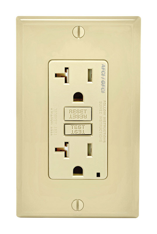 Leviton SmartlockPro 20 amps 125 V Duplex Ivory AFCI/GFCI Dual Function Outlet 5-20R