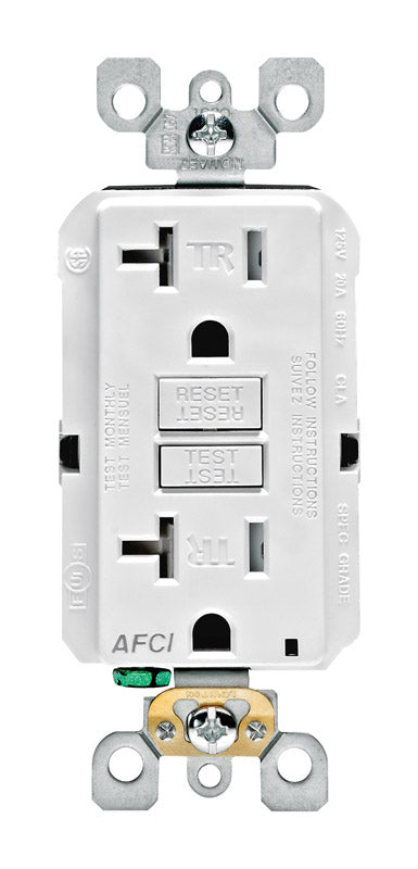 Leviton Decora 20 amps 125 V White AFCI Outlet 5-20R