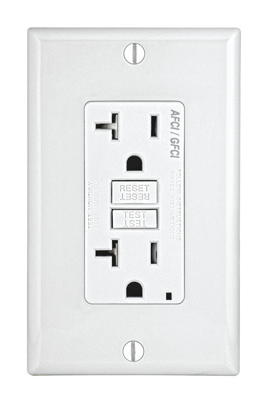 Leviton SmartlockPro 20 amps 125 V Duplex White AFCI/GFCI Dual Function Outlet 5-20R