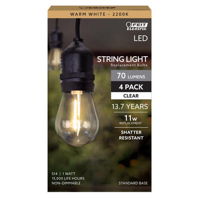 Feit Electric S14 E26 (Medium) LED Bulb Warm White 11 Watt Equivalence 4 pk