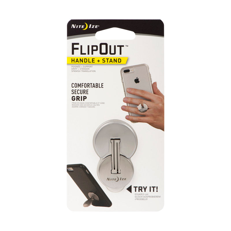 Nite Ize FlipOut Silver Cell Phone Handle and Stand For All Mobile Devices