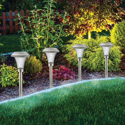 Living Accents Silver Solar Powered LED Pathway Light 4 pk