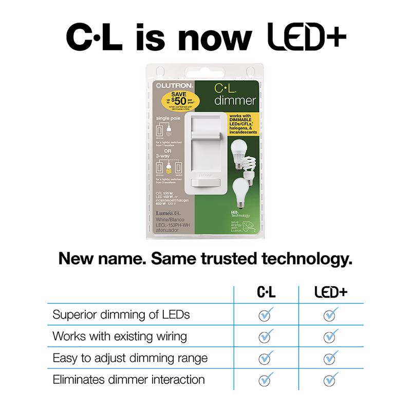 Lutron Lumea Ivory 150 W Slide Dimmer Switch 1 pk