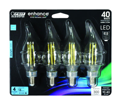 Feit Electric Enhance CA10 E12 (Candelabra) Filament LED Bulb Daylight 40 Watt Equivalence 4 pk (cancelled)